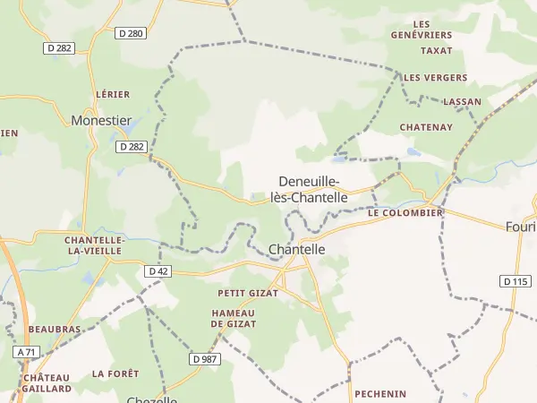 Plan de Deneuille-lès-Chantelle