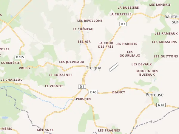 Plan de Treigny-Perreuse-Sainte-Colombe