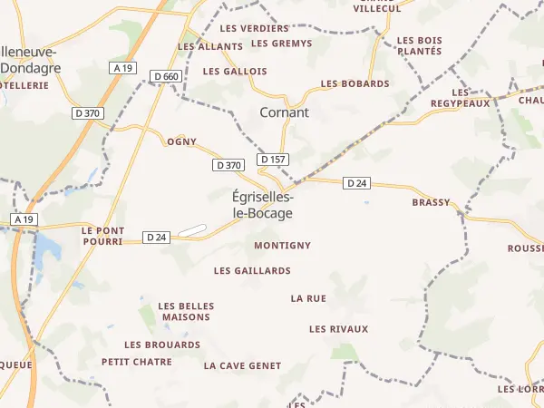 Plan de Égriselles-le-Bocage