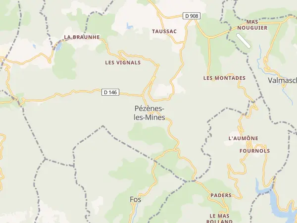 Plan de Pézènes-les-Mines