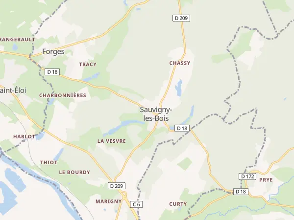 Plan de Sauvigny-les-Bois