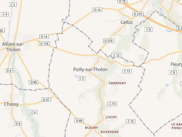 Plan de Poilly-sur-Tholon
