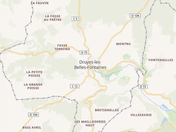 Plan de Druyes-les-Belles-Fontaines