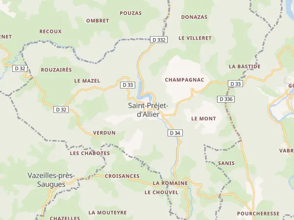 Plan de Saint-Préjet-d’Allier