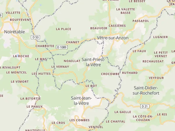 Plan de Saint-Priest-la-Vêtre