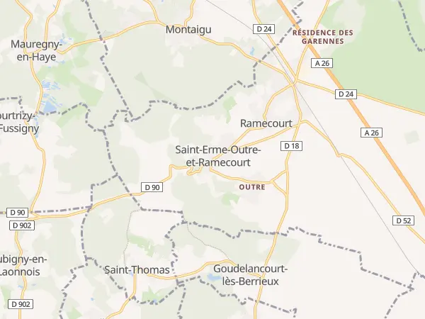 Plan de Saint-Erme-Outre-et-Ramecourt