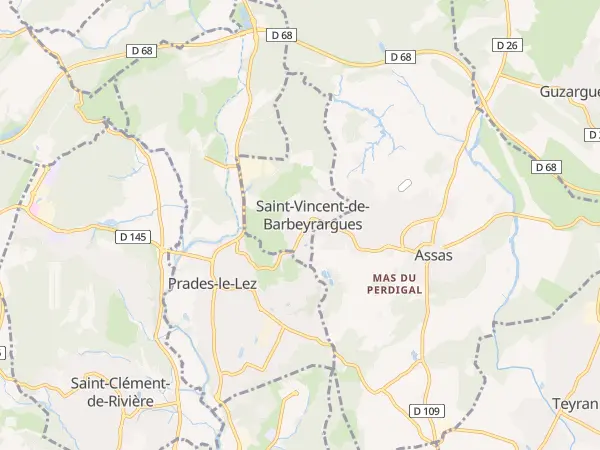 Plan de Saint-Vincent-de-Barbeyrargues
