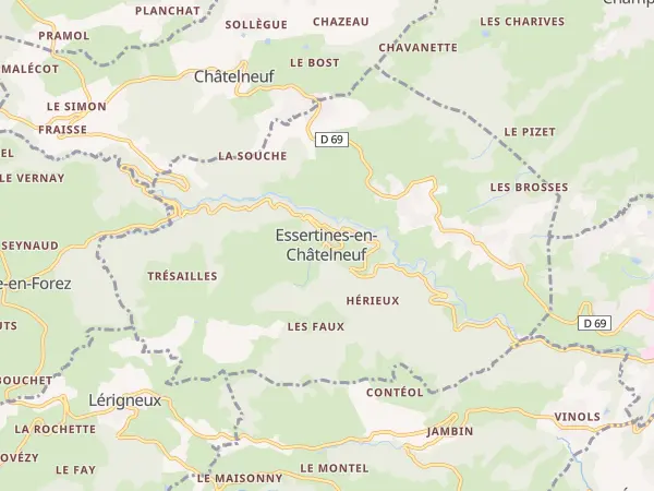 Plan de Essertines-en-Châtelneuf