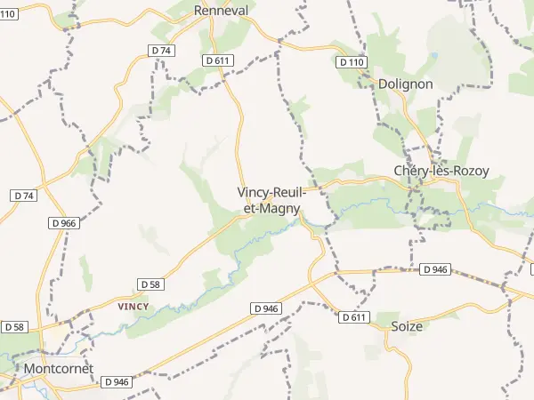 Plan de Vincy-Reuil-et-Magny
