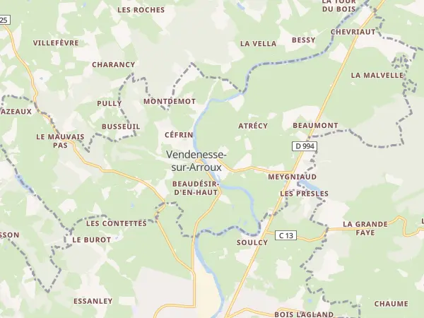 Plan de Vendenesse-sur-Arroux