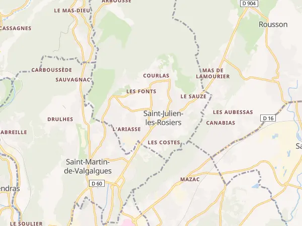 Plan de Saint-Julien-les-Rosiers