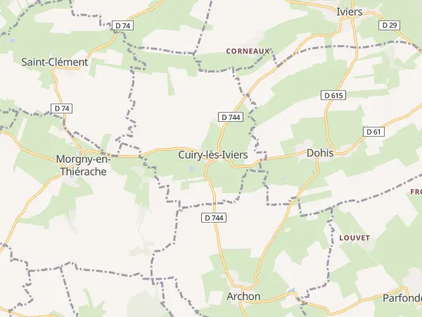 Plan de Cuiry-lès-Iviers