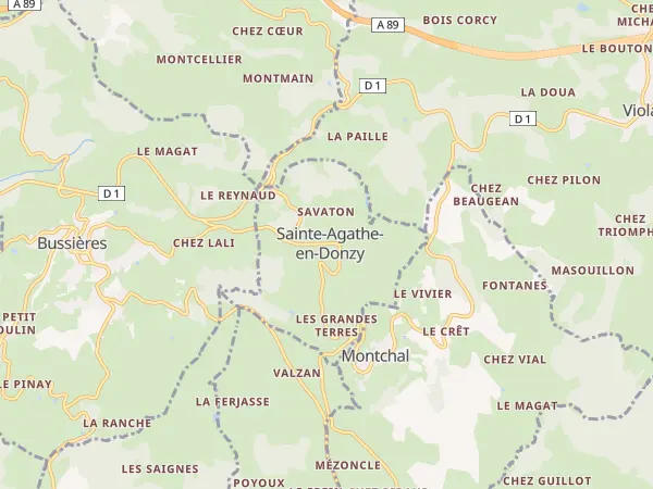 Plan de Sainte-Agathe-en-Donzy