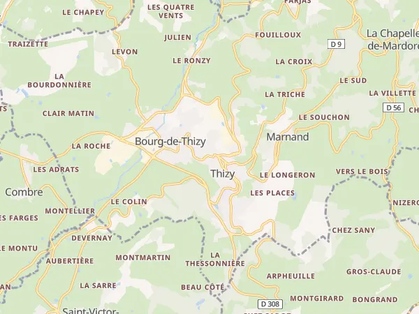 Plan de Thizy-les-Bourgs