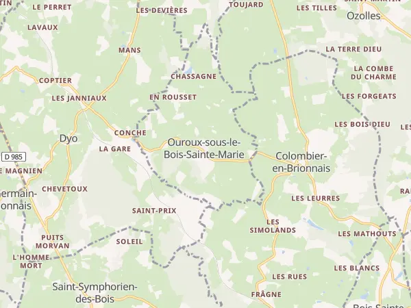 Plan de Ouroux-sous-le-Bois-Sainte-Marie