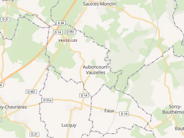 Plan de Auboncourt-Vauzelles