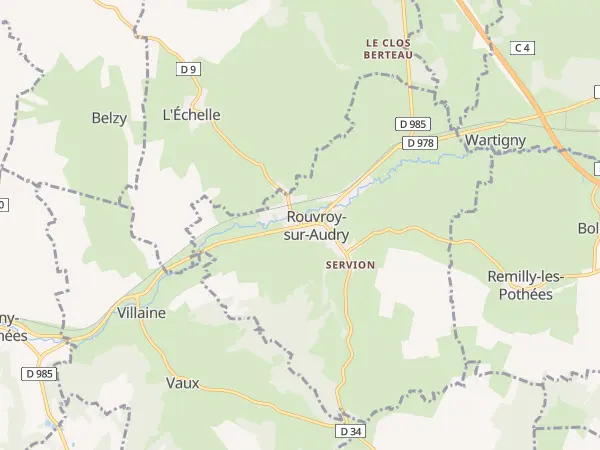 Plan de Rouvroy-sur-Audry