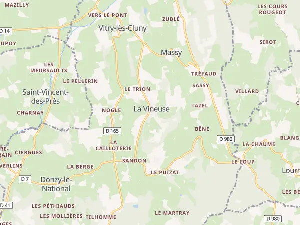 Plan de La Vineuse sur Fregande