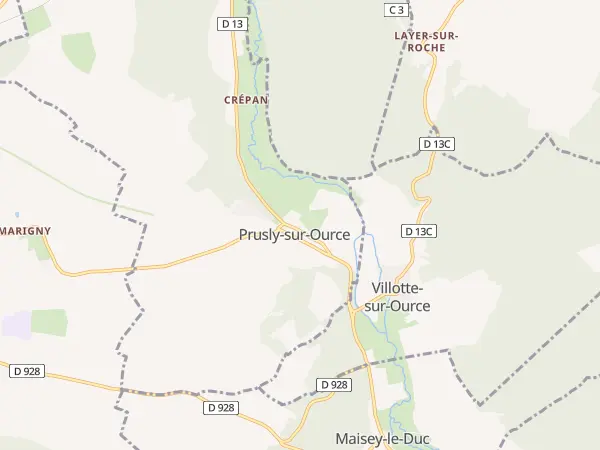 Plan de Prusly-sur-Ource