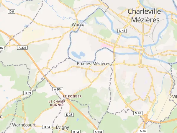 Plan de Prix-lès-Mézières