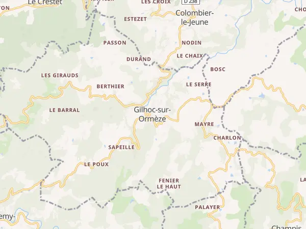 Plan de Gilhoc-sur-Ormèze