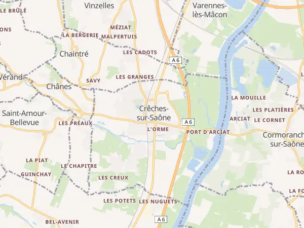 Plan de Crêches-sur-Saône