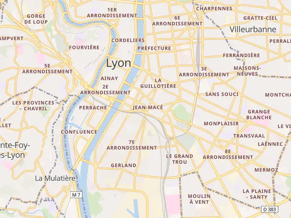 Plan de Lyon 7e Arrondissement