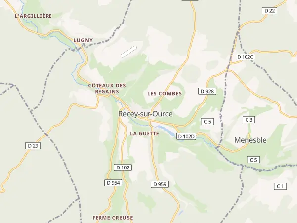 Plan de Recey-sur-Ource