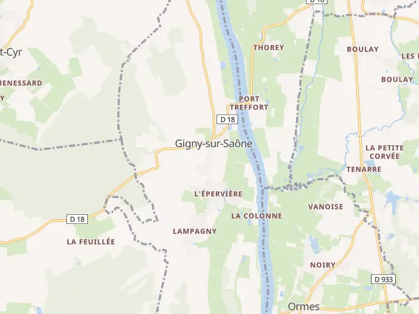 Plan de Gigny-sur-Saône