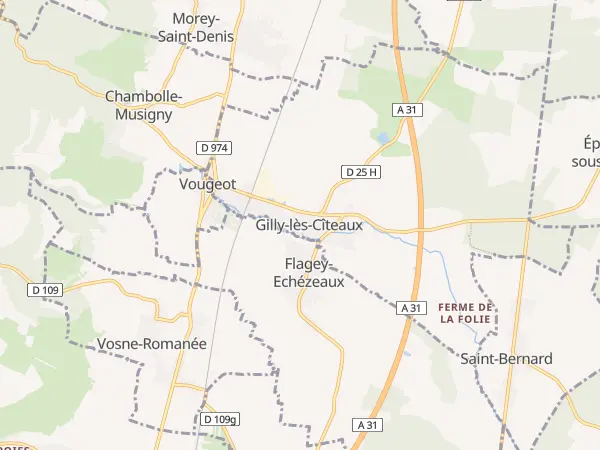 Plan de Gilly-lès-Cîteaux