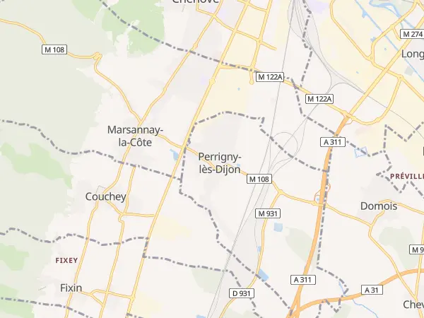 Plan de Perrigny-lès-Dijon