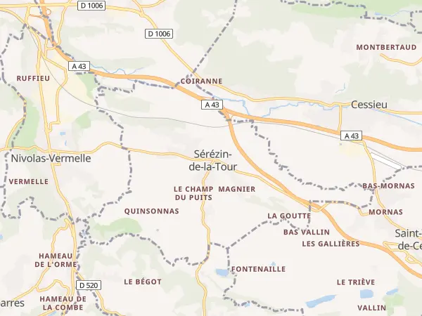 Plan de Sérézin-de-la-Tour
