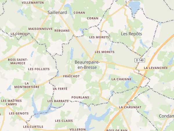 Plan de Beaurepaire-en-Bresse