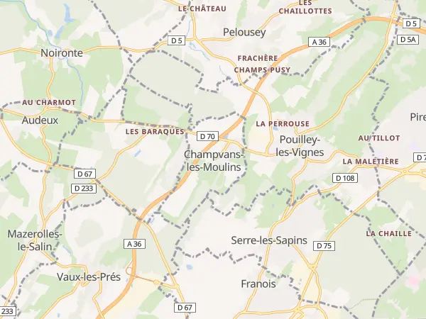 Plan de Champvans-les-Moulins