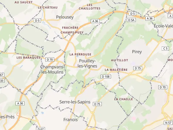 Plan de Pouilley-les-Vignes