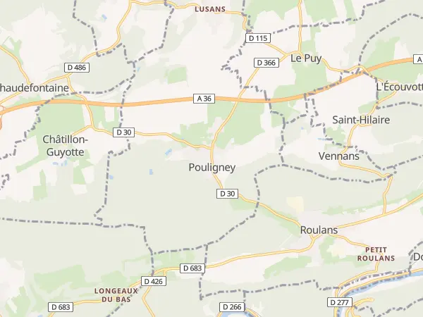 Plan de Pouligney-Lusans