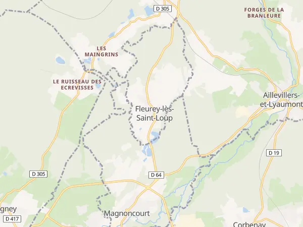 Plan de Fleurey-lès-Saint-Loup