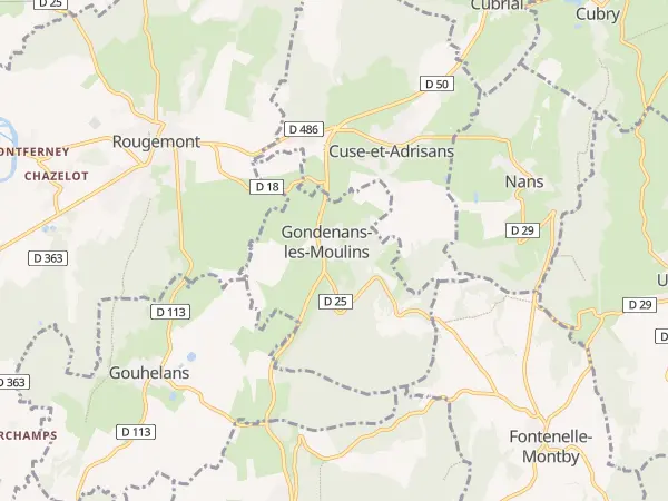 Plan de Gondenans-les-Moulins