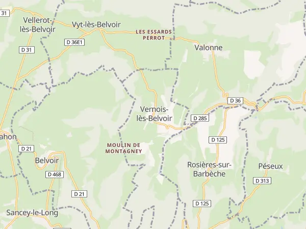 Plan de Vernois-lès-Belvoir