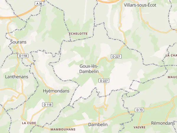 Plan de Goux-lès-Dambelin