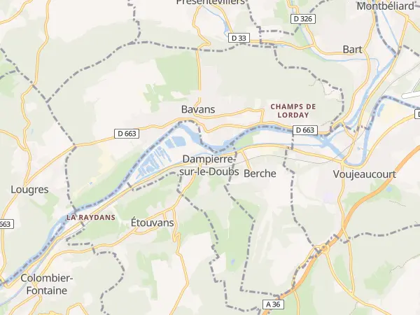 Plan de Dampierre-sur-le-Doubs