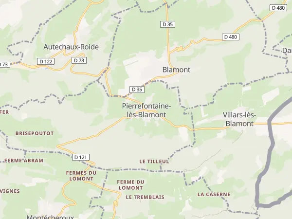 Plan de Pierrefontaine-lès-Blamont