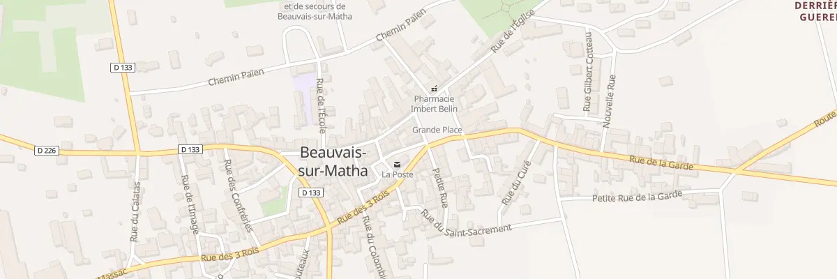 Plan du 1 Pl des Anciennes Halles à Beauvais-sur-Matha