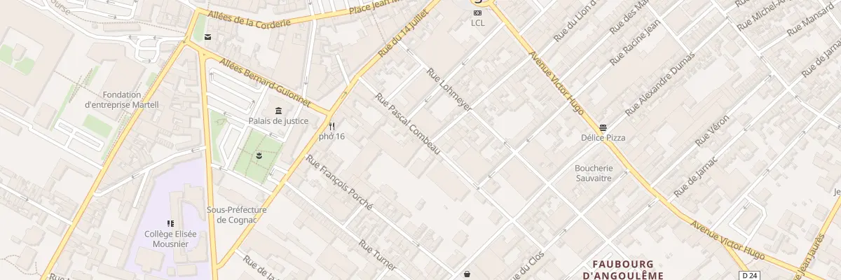 Plan du 22 Rue Pascal Combeau à Cognac