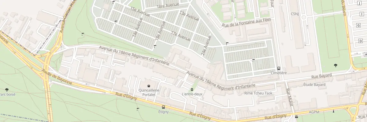 Plan du 24 Av du 18eme RI à Pau