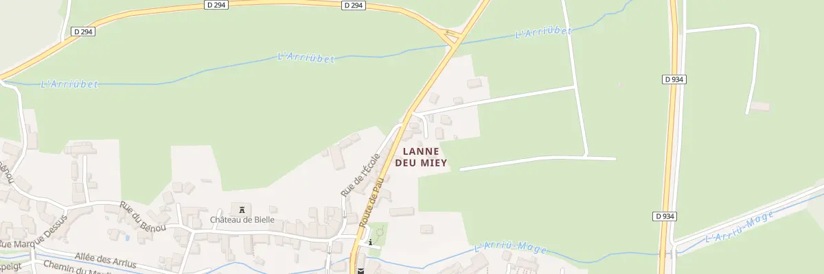 Plan de Rte de Pau à Bielle