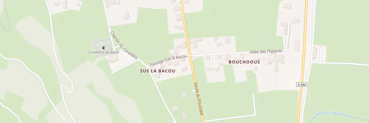 Plan du 1 Pas Sus la Bacou à Bielle