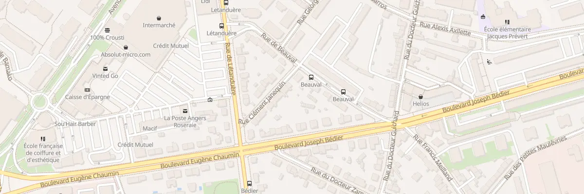 Plan du 12 Rue Clement Jannequin à Angers