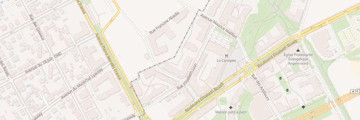 Plan du 22 Rue Elise Deroche à Angers