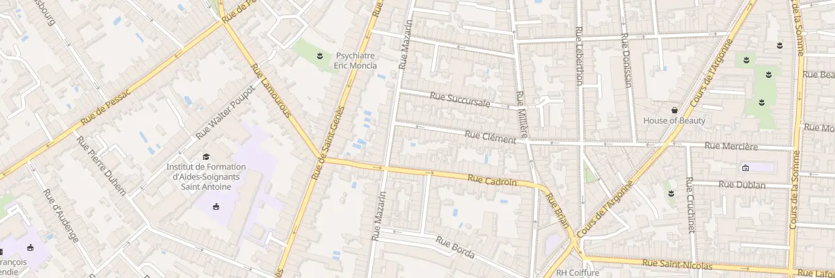 Plan du 9 Rue Clément à Bordeaux